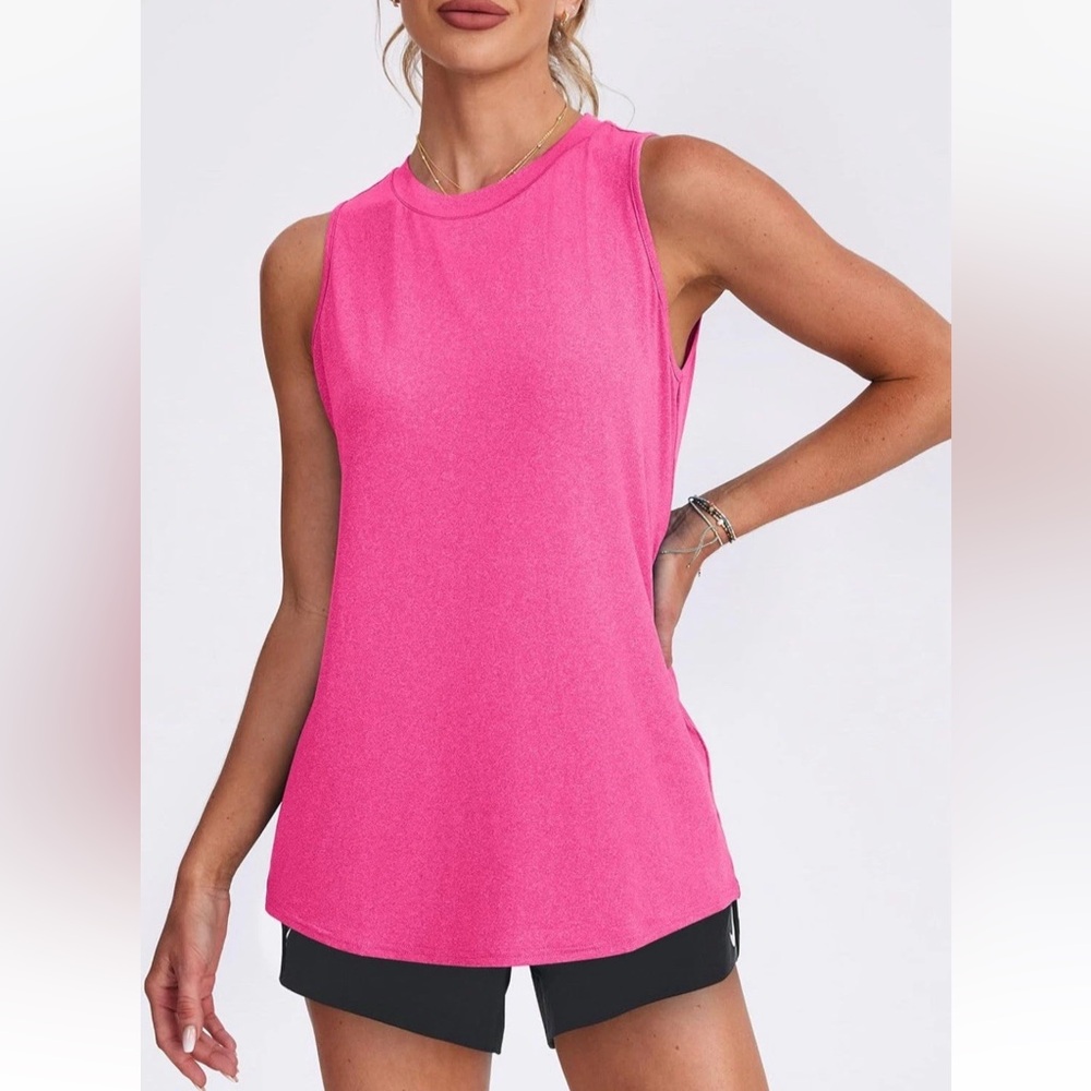 Women’s Pink Workout Tank Top Lightweight Sleeveless Loose Fit XL Athletic NWT